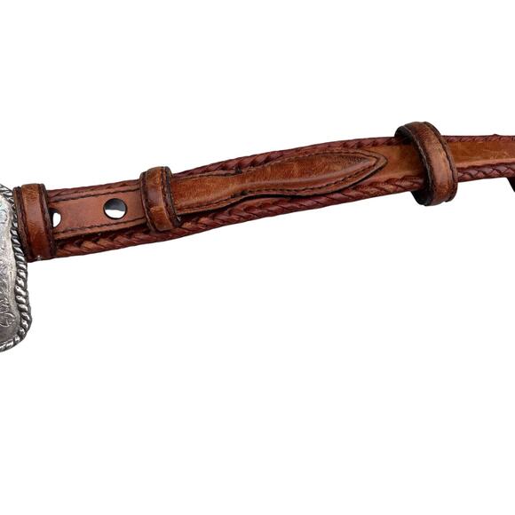 Resistol Leather Belt With Silvertone Longhorn Buckle Sz 42 Western Cowboy Texas - Picture 3 of 7